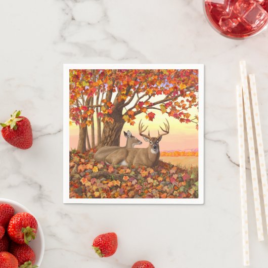 Serviette En Papier Cerf blanc en automne Nouvelle-Angleterre Couleurs (En situation)