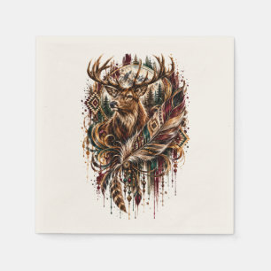 Serviette En Papier Cerf Boho, Rêvant de Cerf