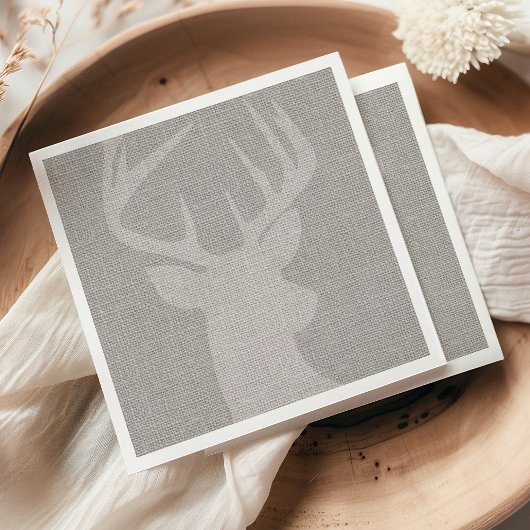 Serviette En Papier Cerf Buck Burlap Gris Rustique