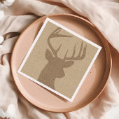 Serviette En Papier Cerf Buck en toile de jute Brun Rustique