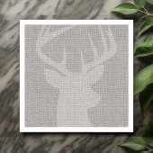 Serviette En Papier Cerf Buck Gris Burlap Rustique