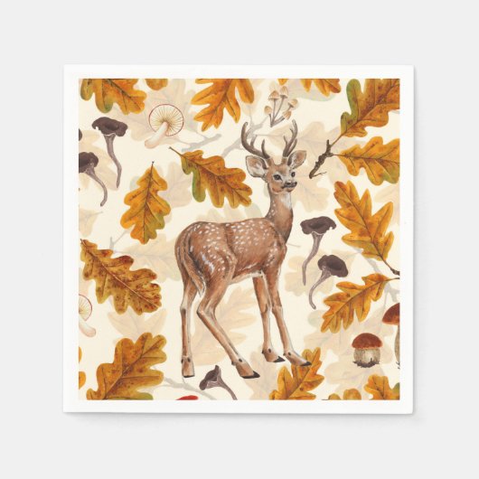 Serviette En Papier Cerf dans la forêt automnale (Devant)