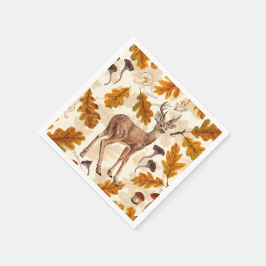 Serviette En Papier Cerf dans la forêt automnale (Coin)