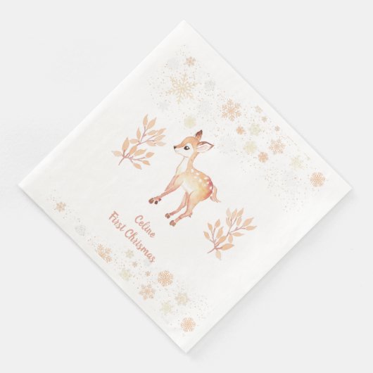 Serviette En Papier Cerf d'aquarelle mignonne (Coin)