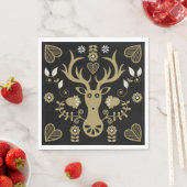 Serviette En Papier Cerf d'art populaire scandinave (En situation)