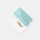 Serviette En Papier Cerf de chevreuil dans le bois d'hiver couvert de  (Coin)