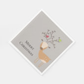 Serviette En Papier Cerf de Noël aux oiseaux (Coin)