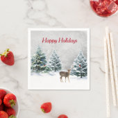 Serviette En Papier Cerf De Noël En Bois D'Hiver (En situation)