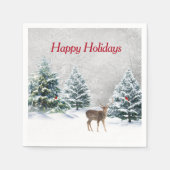 Serviette En Papier Cerf De Noël En Bois D'Hiver (Devant)