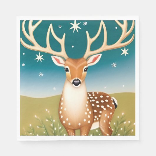 Serviette En Papier Cerf de Noël mignon (Devant)