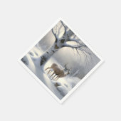 Serviette En Papier Cerf D'Hiver Avec Coeur Sur Birch Tree (Coin)
