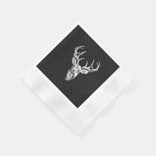 Serviette En Papier Cerf en argent élégant sur fibre de carbone (Coin)