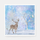 Serviette En Papier Cerf En Bois D'Hiver (Devant)