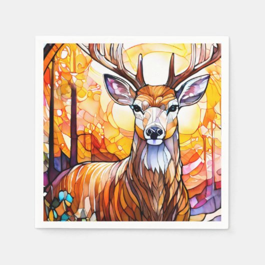Serviette En Papier Cerf en verre tendu (Devant)