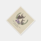 Serviette En Papier Cerf + serviettes de Mariage floral violet (Coin)