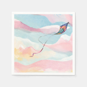 Serviette En Papier Cerf-volant volant Peinture de ciel à l'aquarell