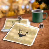 Serviette En Papier Cerfs Antlers Silhouette & Flakes Gold ID861
