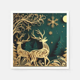 Serviette En Papier Cerfs baroques d'hiver