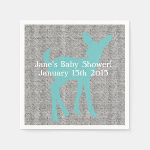 Serviette En Papier Cerfs communs de bébé bleu et serviettes grises 