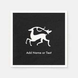 Serviette En Papier Cerfs communs stylisés de Noël blanc