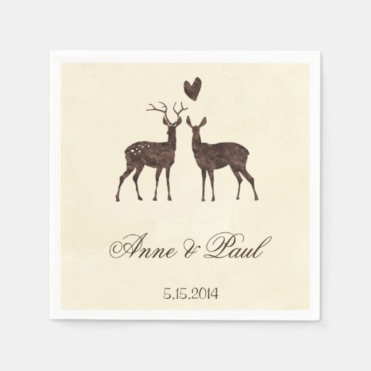 Serviette En Papier Cerfs d'aquarelle Mariage Napkin (Devant)