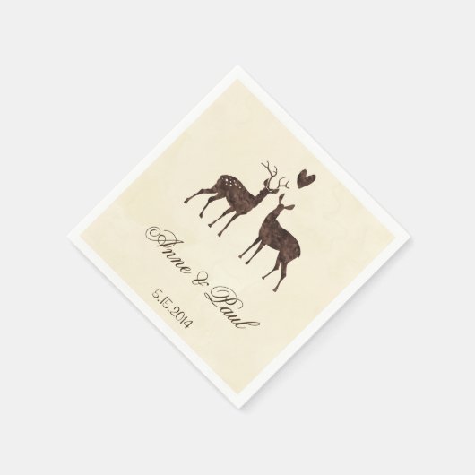 Serviette En Papier Cerfs d'aquarelle Mariage Napkin (Coin)