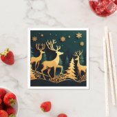 Serviette En Papier Cerfs de Noël dorés (En situation)