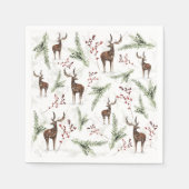 Serviette En Papier Cerfs Et Aiguilles Motifs D'Hiver (Devant)