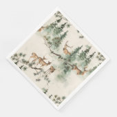 Serviette En Papier Cerfs rustiques et conifères (Coin)