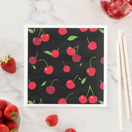 Serviette En Papier Cerise 2 (En situation)