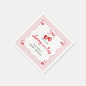 Serviette En Papier Cerise Coquette sur papier Baby shower supérieur N (Coin)
