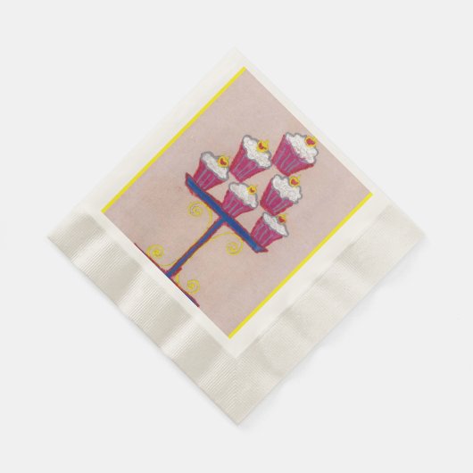Serviette En Papier Cerise Cupcake Art rose Imprimer Naples (Coin)