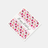 Serviette En Papier Cerise Fleurs Aquarelle Anniversaire (Coin)