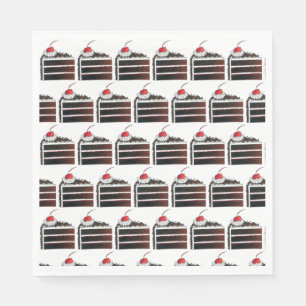 Serviette En Papier Cerise Forêt-Noire Gâteau Slice Anniversaire Fête 