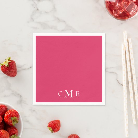 Serviette En Papier Cerise Monogram Cocktail Mariage (En situation)