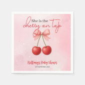 Serviette En Papier Cerise sur le Baby shower de fille rose supérieur (Devant)