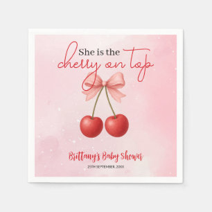 Serviette En Papier Cerise sur le Baby shower de fille rose supérieur