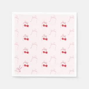 Serviette En Papier Cerise sur le dessus Pink Bow Anniversaire