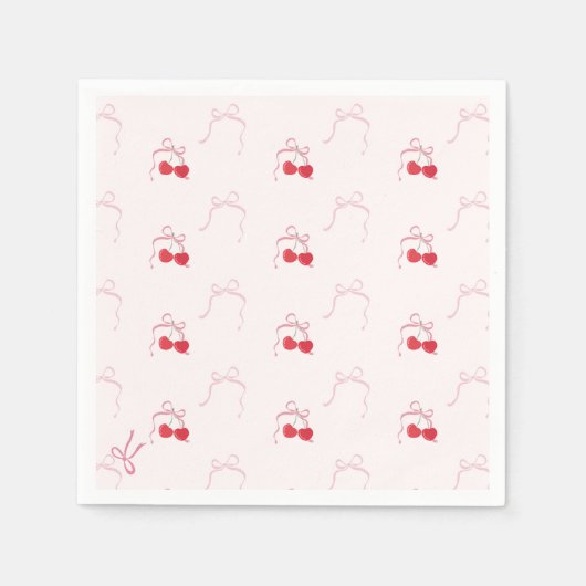 Serviette En Papier Cerise sur le dessus Pink Bow Anniversaire (Devant)