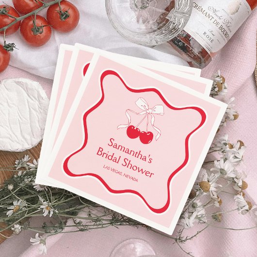 Serviette En Papier Cerise Sur Le Gâteau Soirée de Mariage Bow
