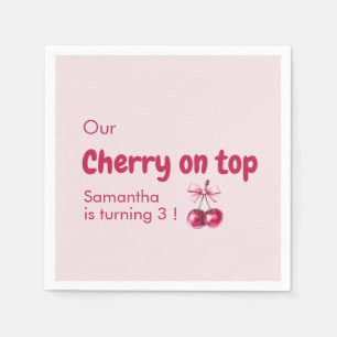 Serviette En Papier Cerise sur le Top Rose Anniversaire