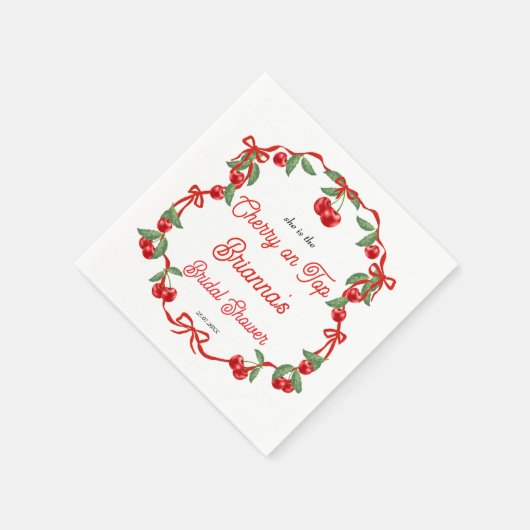 Serviette En Papier Cerise sur ruban coquette douche de mariée (Coin)