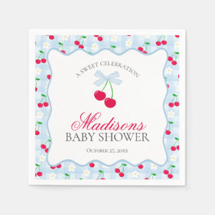 Serviette En Papier Cerise Sweet Bleu Coquette Bow En vichy Baby showe