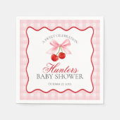Serviette En Papier Cerise Sweet Coquette Rose Bow En vichy Baby showe (Devant)