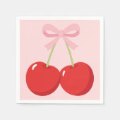 Serviette En Papier Cerises avec Coquette Bow Rose Anniversaire (Devant)
