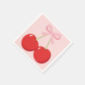 Serviette En Papier Cerises avec noeud rose Fête d'anniversaire coquet (Coin)