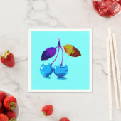 Serviette En Papier Cerises bleues vives (En situation)