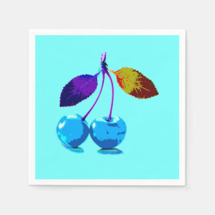 Serviette En Papier Cerises bleues vives