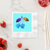 Serviette En Papier Cerises bleues vives (En situation)