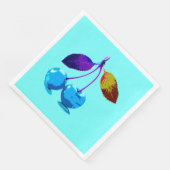 Serviette En Papier Cerises bleues vives (Coin)